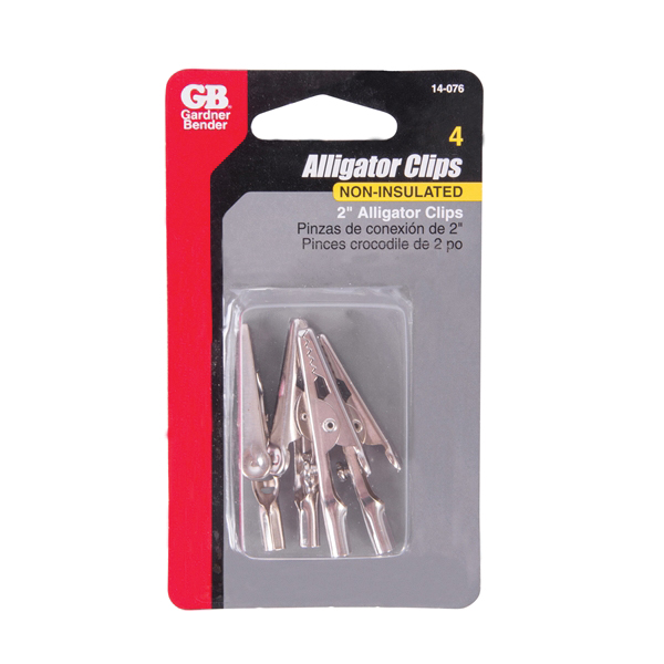 Gardner Bender 14-076 Alligator Clip, 7/16 in Jaw Opening, 22 to 14 AWG Wire, Silver - 2