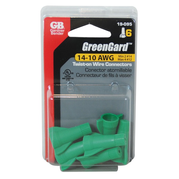Gardner Bender GreenGard 19-095 Wire Connector, 14 to 10 AWG Wire, Copper Contact, Thermoplastic Housing Material, Green - 4