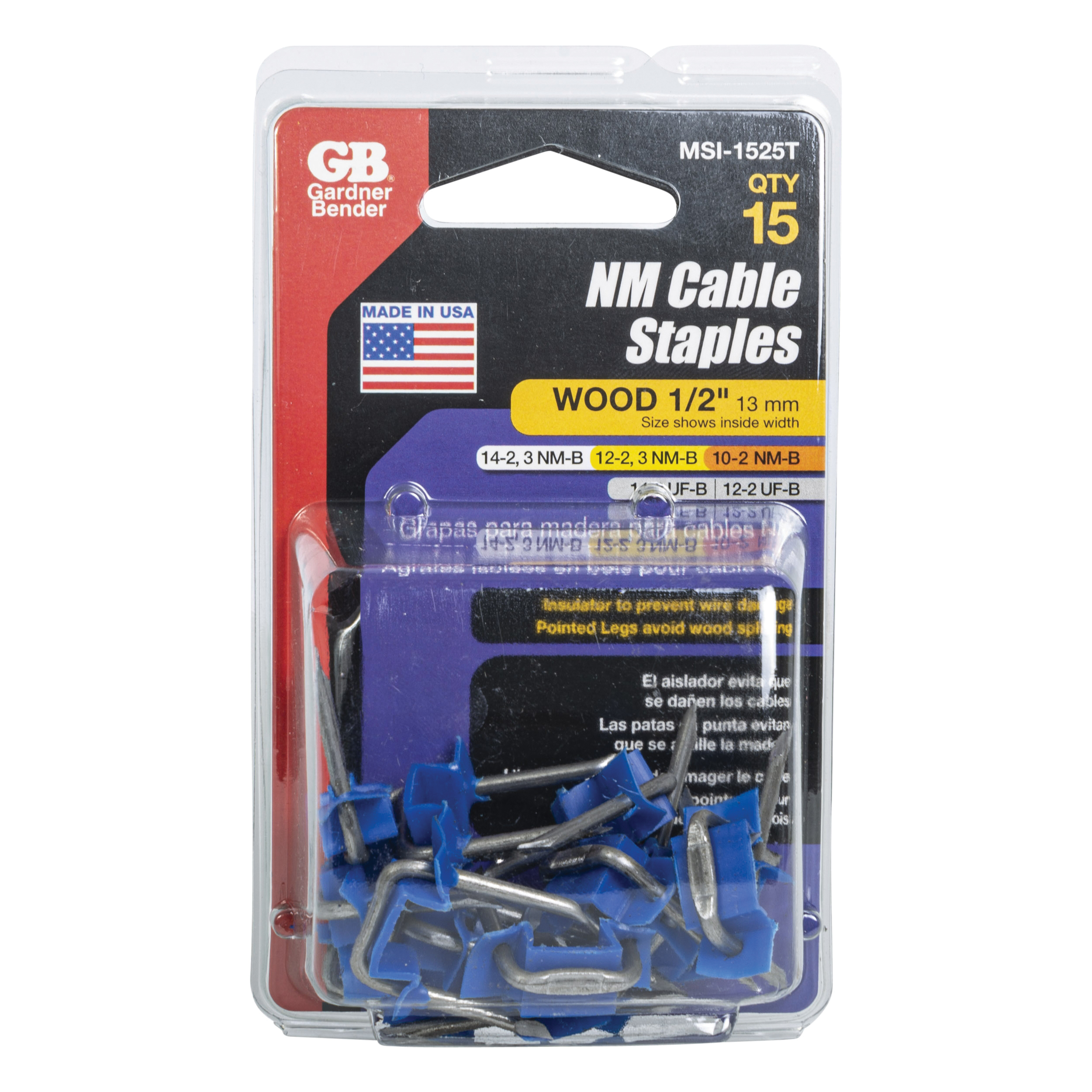 Gardner Bender MSI-1525T Staple with Polyethylene Strap, 1/2 in W Crown, Metal, Graphite - 3