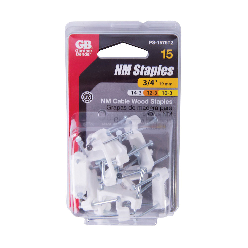 Gardner Bender PS-1575T2 Cable Staple, 3/4 in W Crown, Plastic/Polyethylene - 2