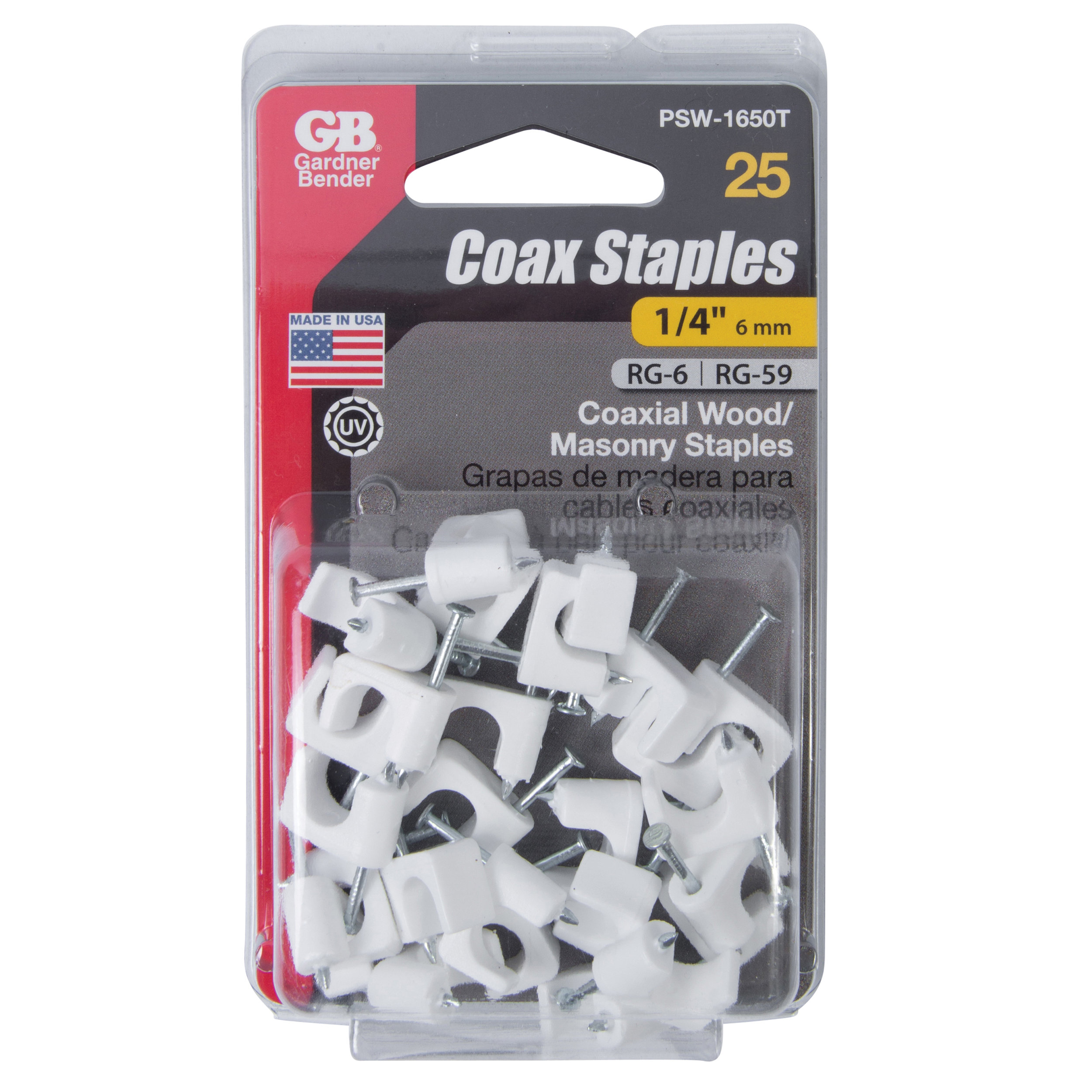 Gardner Bender PSW-1650T Staple, 1/4 in W Crown, Polyethylene - 2