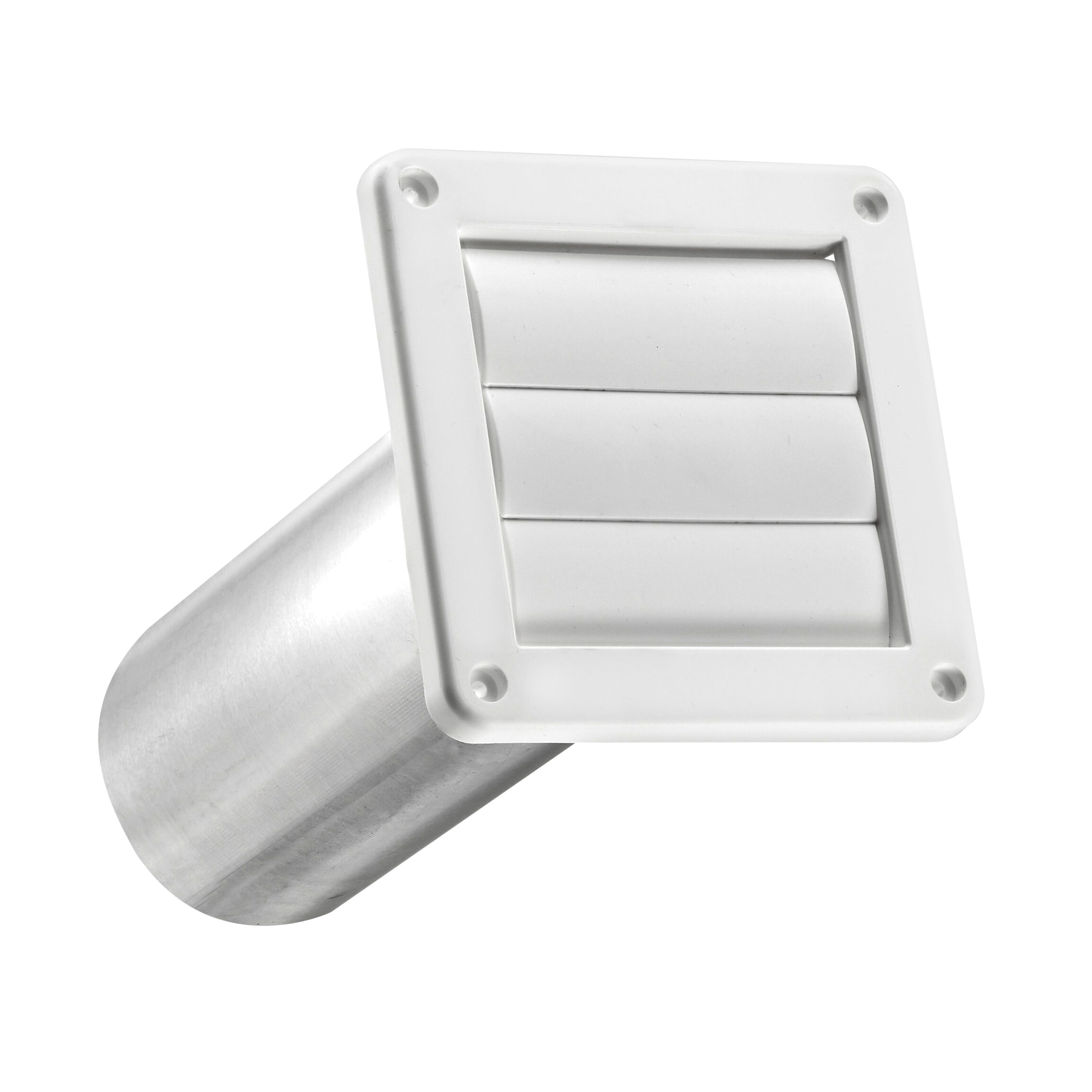 Lambro 267WS Louvered Vent, 5.44 in Dia, 10.63 in L, Plastic, White, Wall Installation - 2