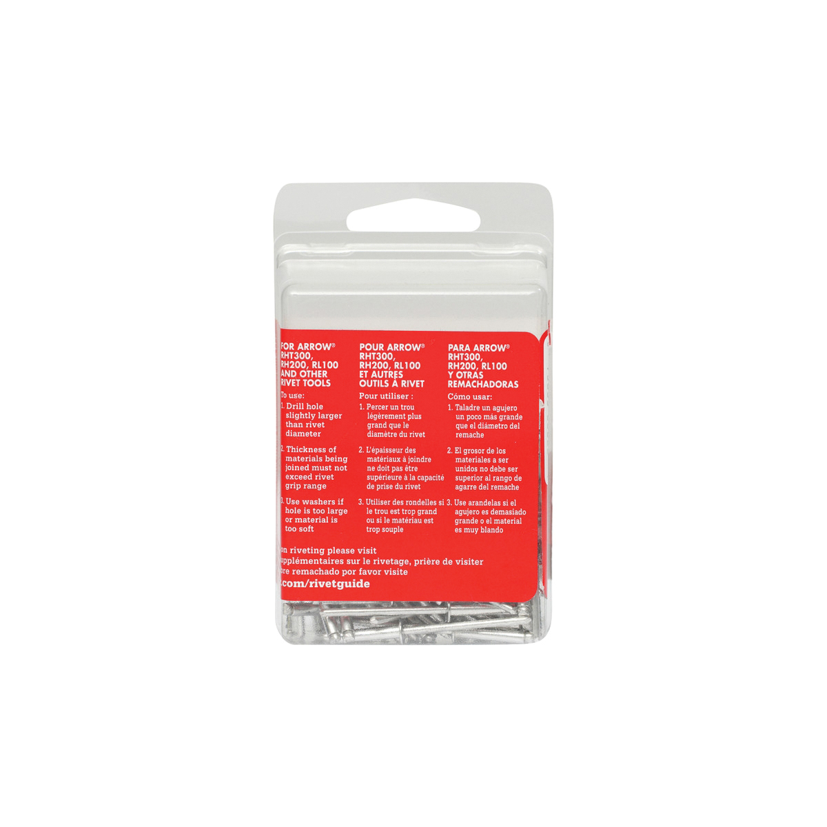 Arrow RLA1/8IP Pop Rivet, Long, 1/2 in Grip, 1/2 in L, Aluminum, 100/PK - 4