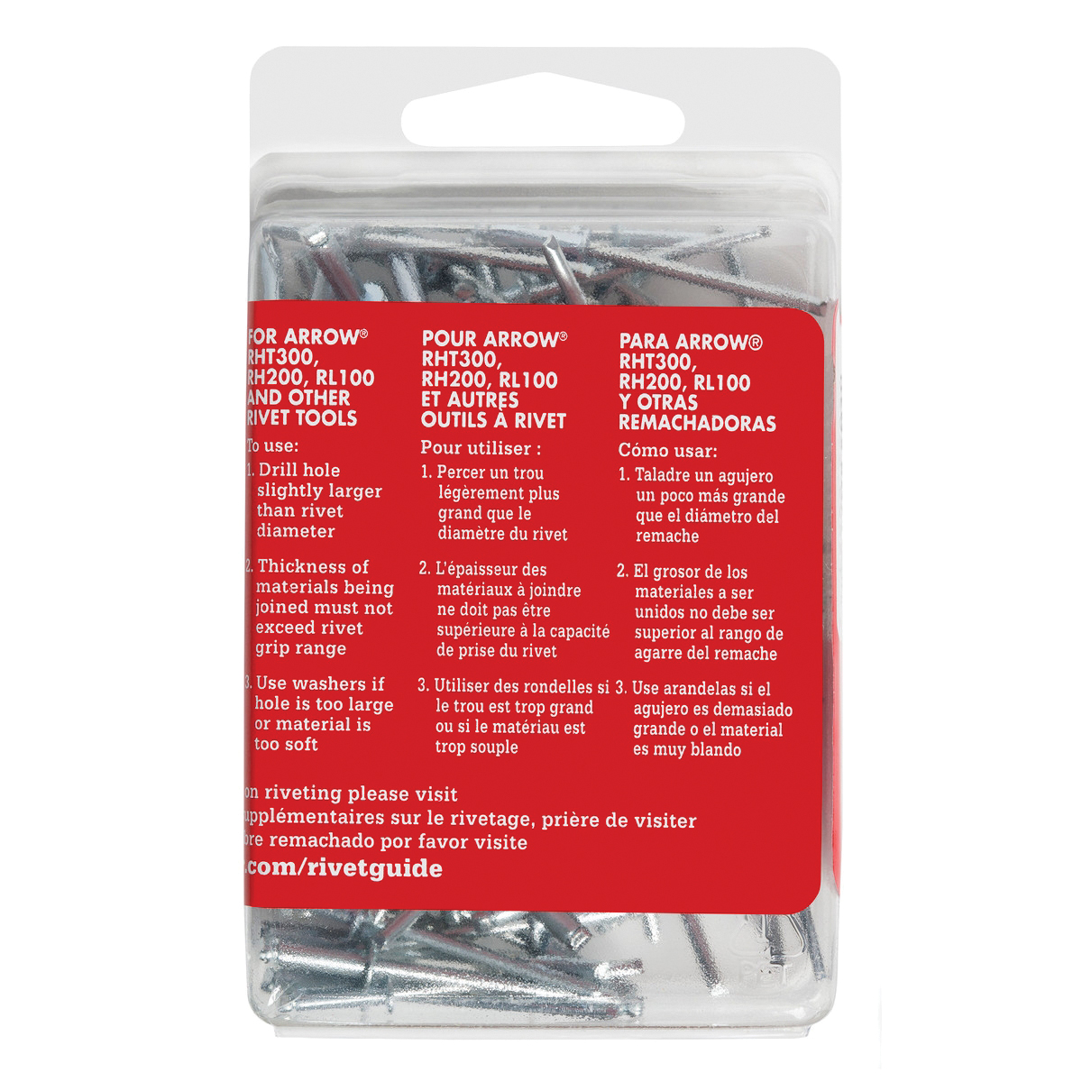 Arrow RMS1/8IP Pop Rivet, Medium, 1/4 in Grip, 1/4 in L, Steel, 100/PK - 4