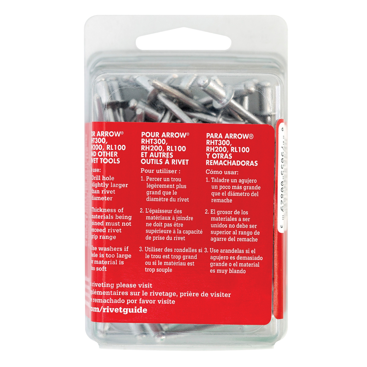 Arrow RSA3/16IP Pop Rivet, Short, 1/8 in Grip, 1/8 in L, Aluminum, Gray, 50/PK - 4