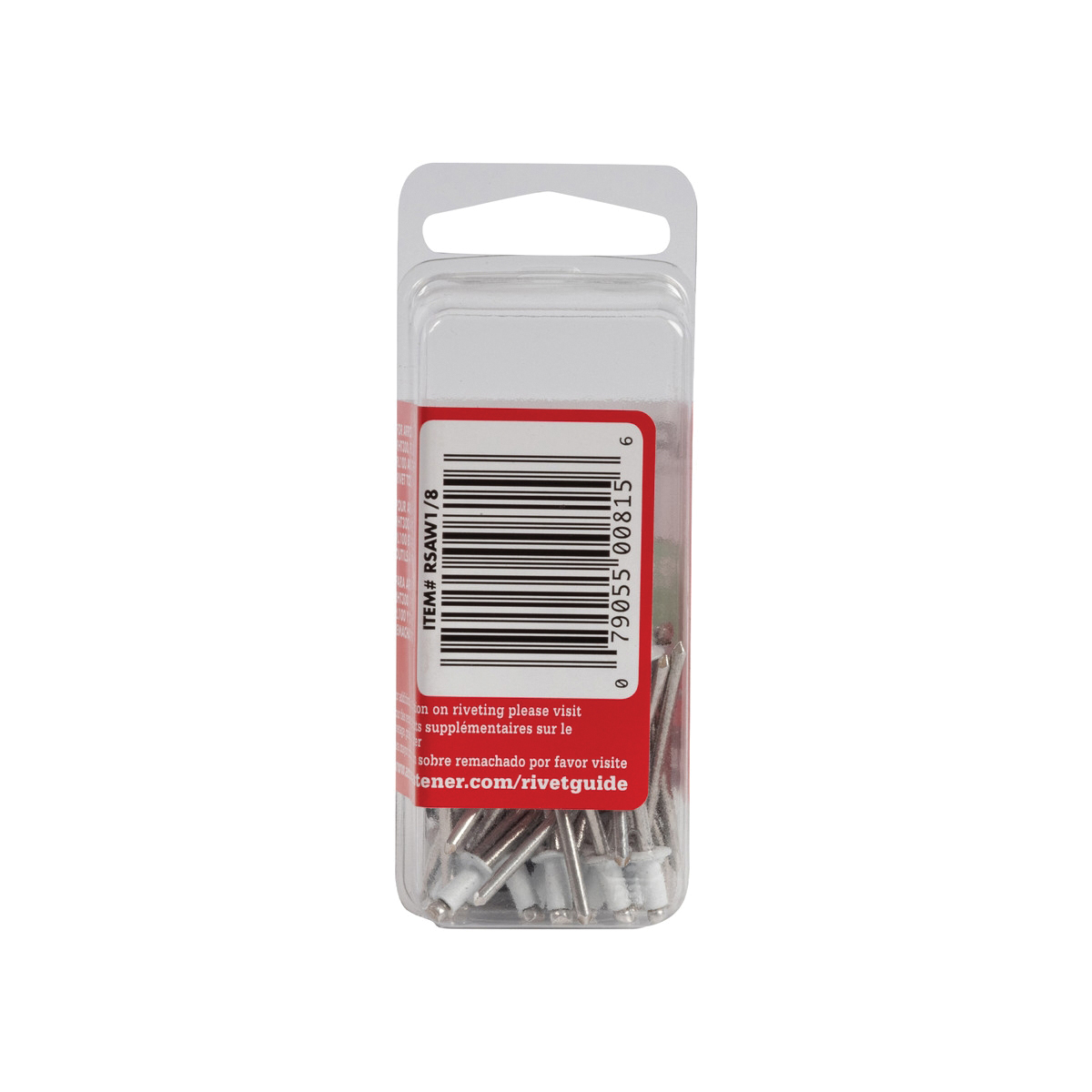 Arrow RSAW1/8 Pop Rivet, Short, 1/8 in Grip, 1/8 in L, Aluminum, White, 25/PK - 4