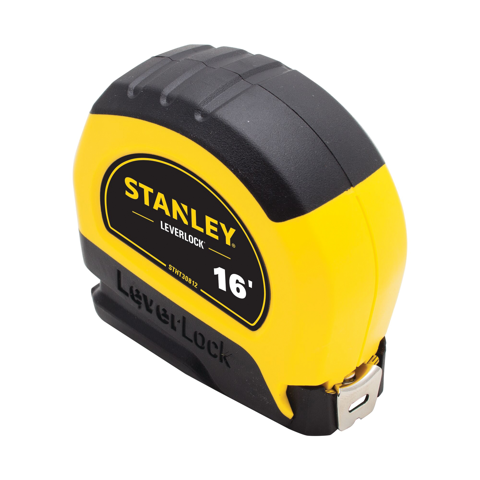 STANLEY LEVERLOCK Series STHT30812 Tape Measure, 16 ft L Blade, 3/4 in W Blade, Steel Blade, ABS Case, Black/Yellow Case - 2