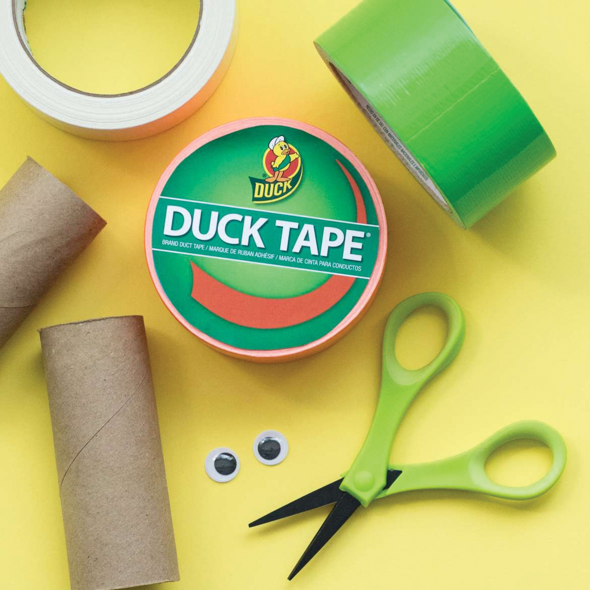 Duck 1265019 Duct Tape, 15 yd L, 1.88 in W, Vinyl Backing, Neon Orange - 4