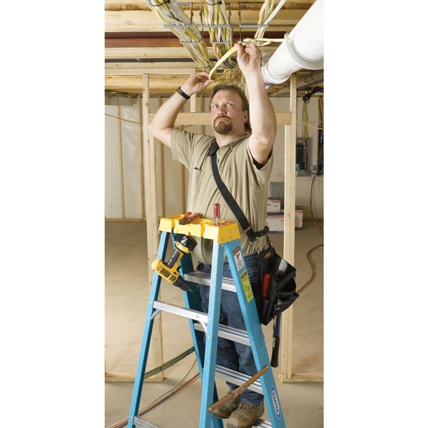 Werner 6006 Step Ladder, 6 ft H, Type I Duty Rating, Fiberglass, 250 lb, 10 ft Max Reach, 5-Step - 5