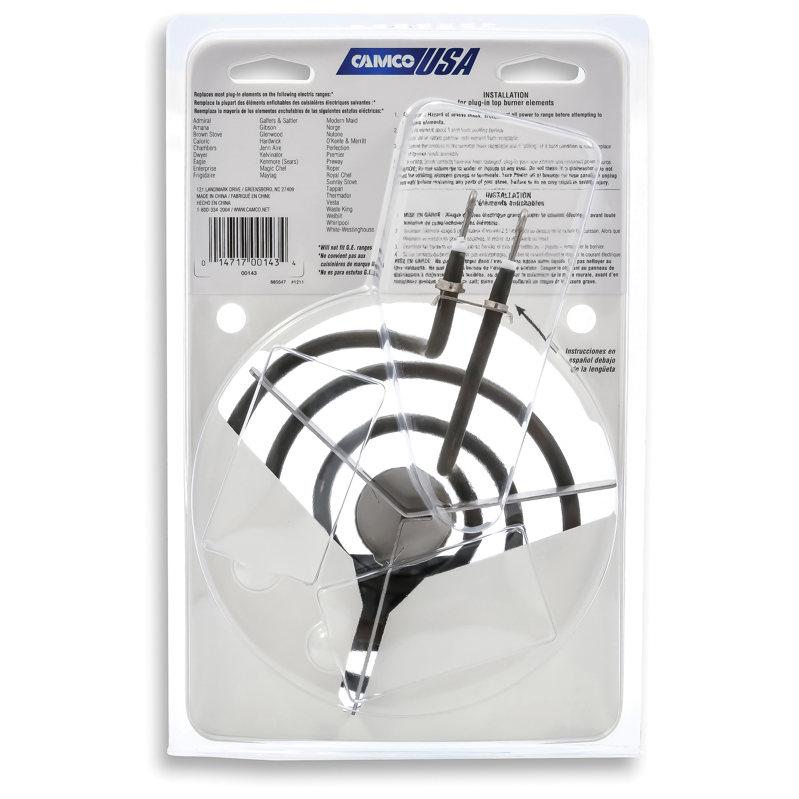 Camco USA 00143 Top Burner, 240 V, 1250 W, Plug - 3