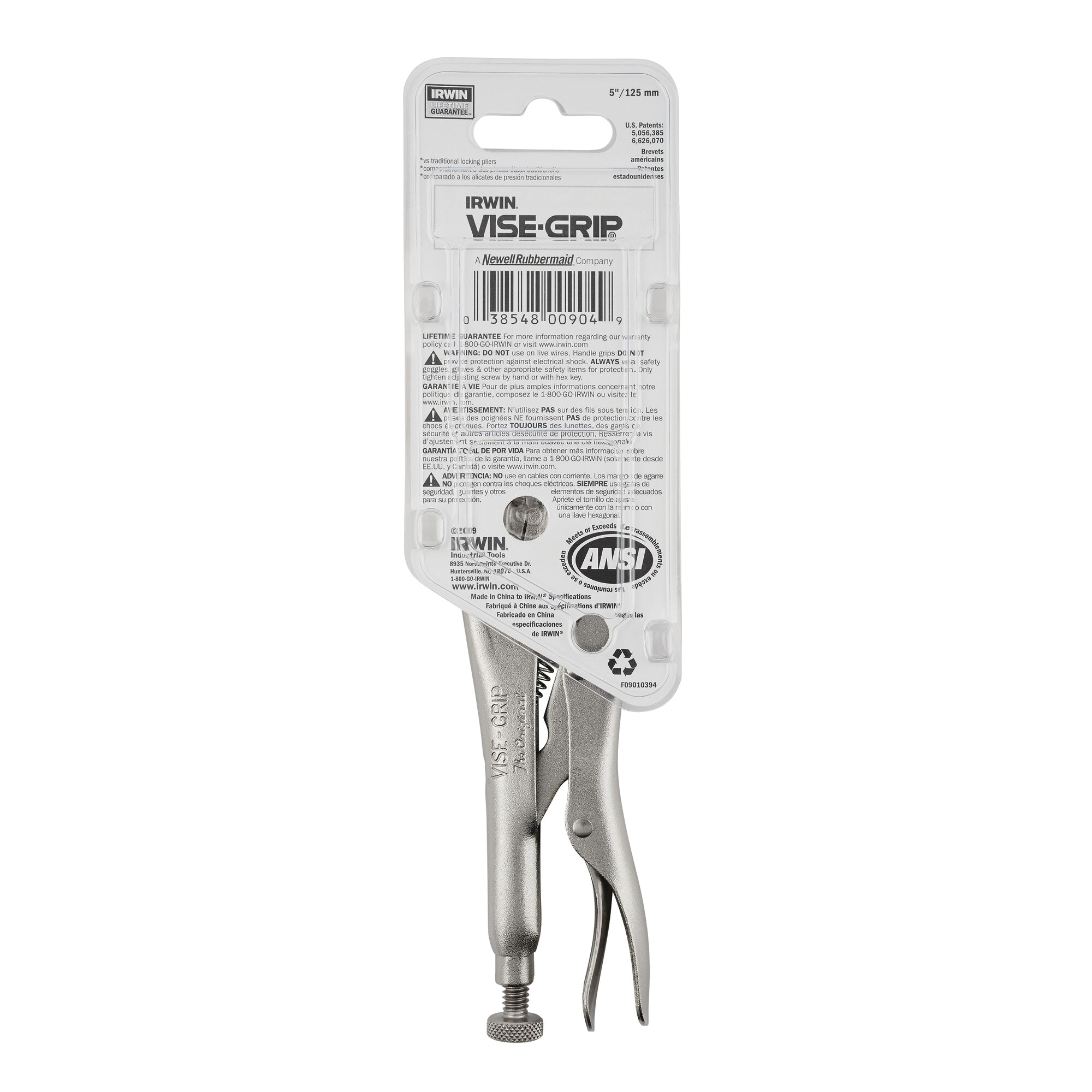 Irwin Original 0902L3 Locking Pliers, 5 in OAL, 1-1/8 in Jaw Opening, Plain Grip Handle, 3/8 in W Jaw, 7/8 in L Jaw - 4