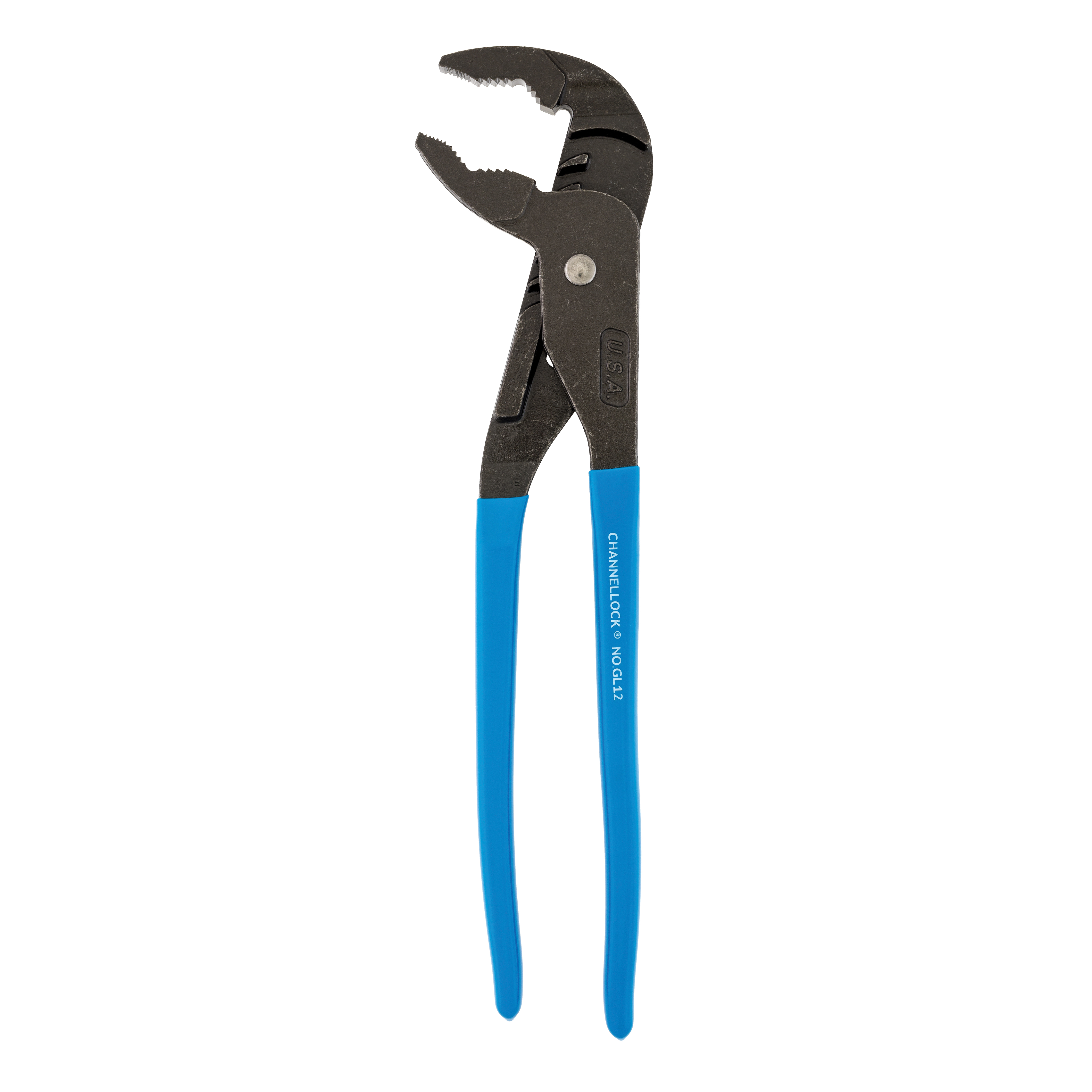Channellock GRIPLOCK GL12 Tongue and Groove Pliers, 12-1/2 in OAL, 2-1/4 in Jaw Opening, Blue Handle, 1.77 in L Jaw - 2