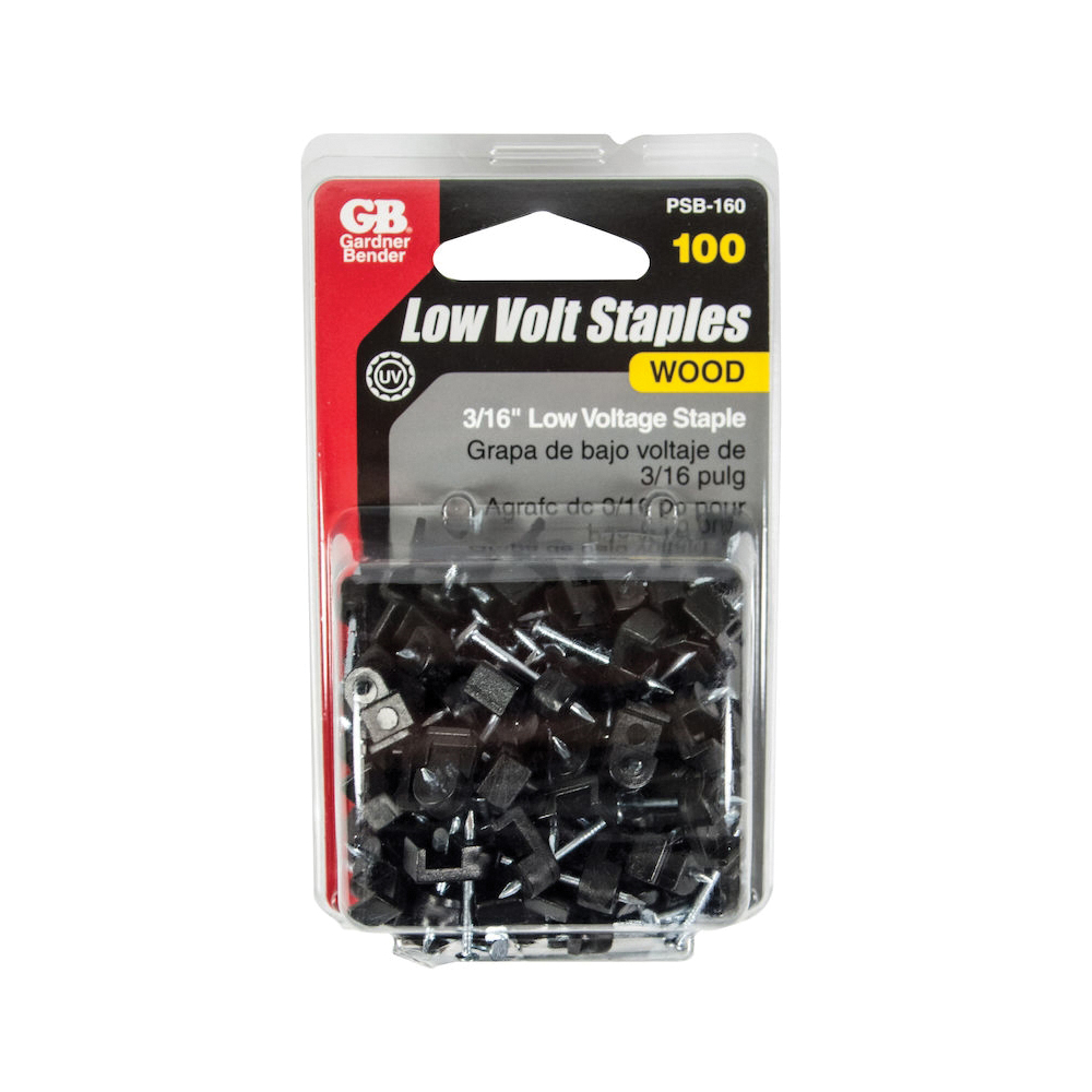Gardner Bender PSB-160 Cable Staple, 3/16 in W Crown, 7/8 in L Leg, Polyethylene, Zinc-Plated - 3