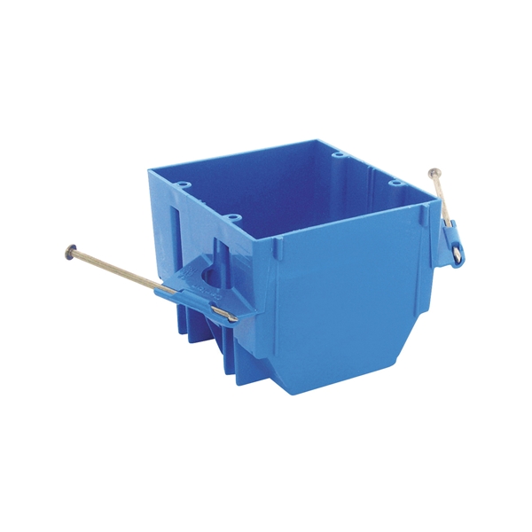 Carlon B232A-UPC Outlet Box, 2-Gang, PVC, Blue, Captive Nail - 2