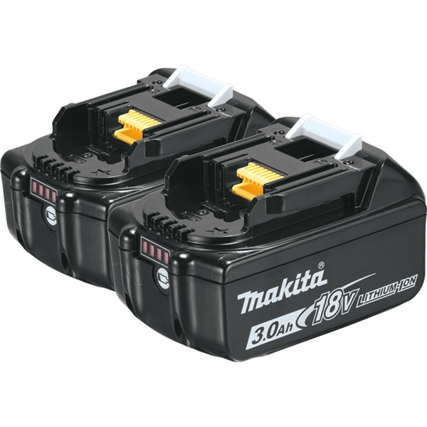 Makita BL1830B-2 Lithium Battery, 18 V Battery, 3 Ah, 30 min Charging, 2/PK - 2