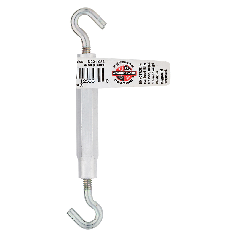 National Hardware 2174BC Series N221-986 Turnbuckle, 45 lb Working Load, #10-24 Thread, Hook, 5-1/2 in L Take-Up - 2
