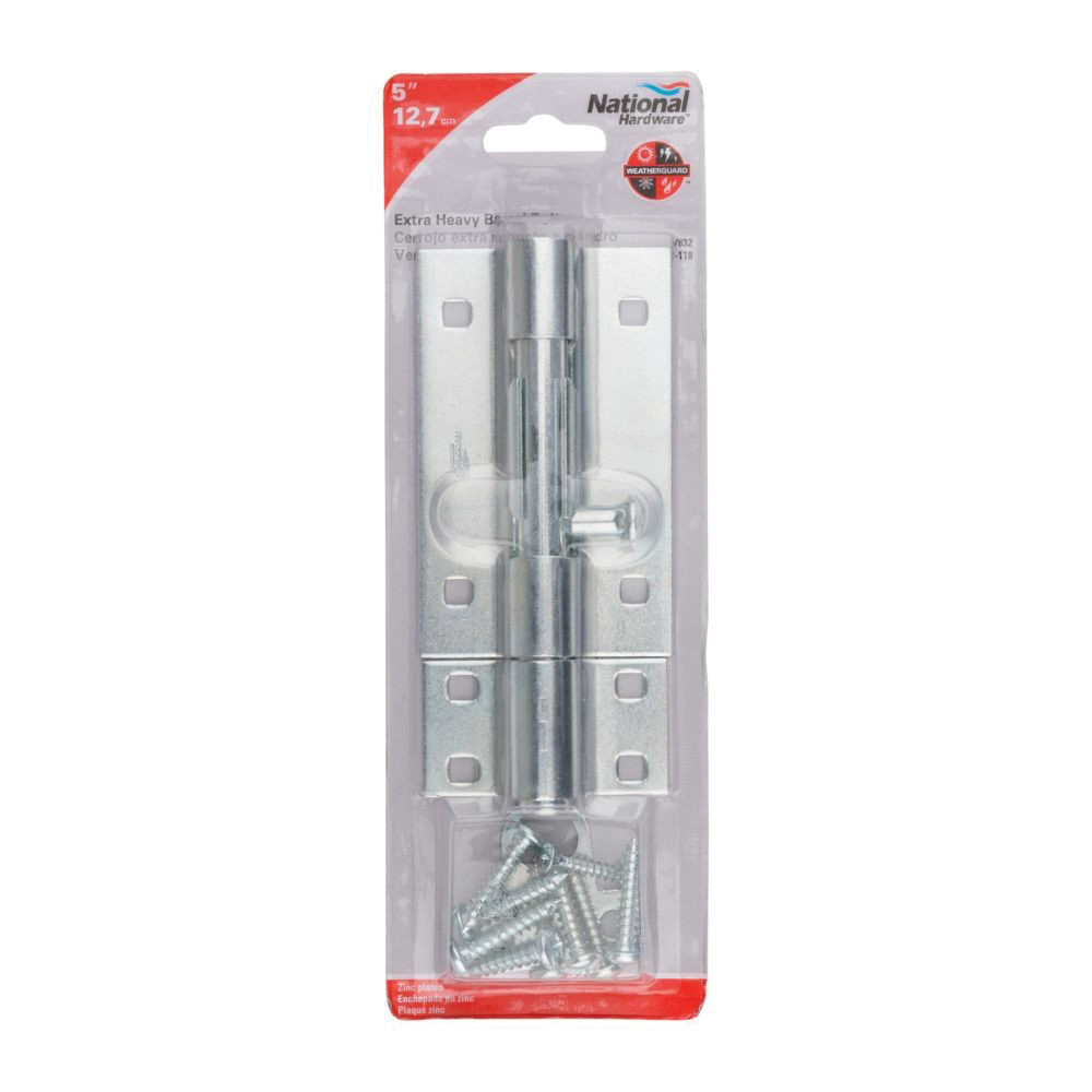 National Hardware N151-118 Barrel Bolt, 0.6 in Dia Bolt Head, 5 in L Bolt, Steel, Zinc - 3