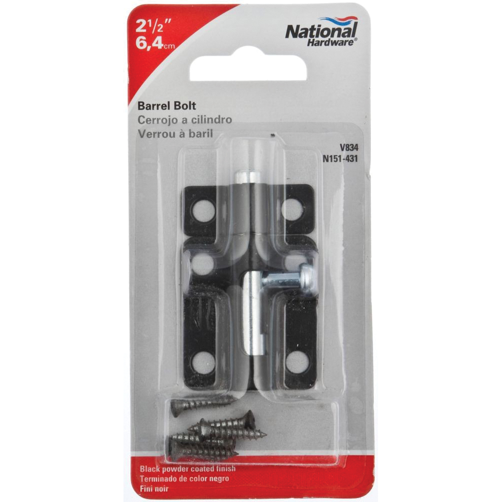 National Hardware N151-431 Barrel Bolt, 0.32 in Dia Bolt Head, 2-1/2 in L Bolt, Steel - 3