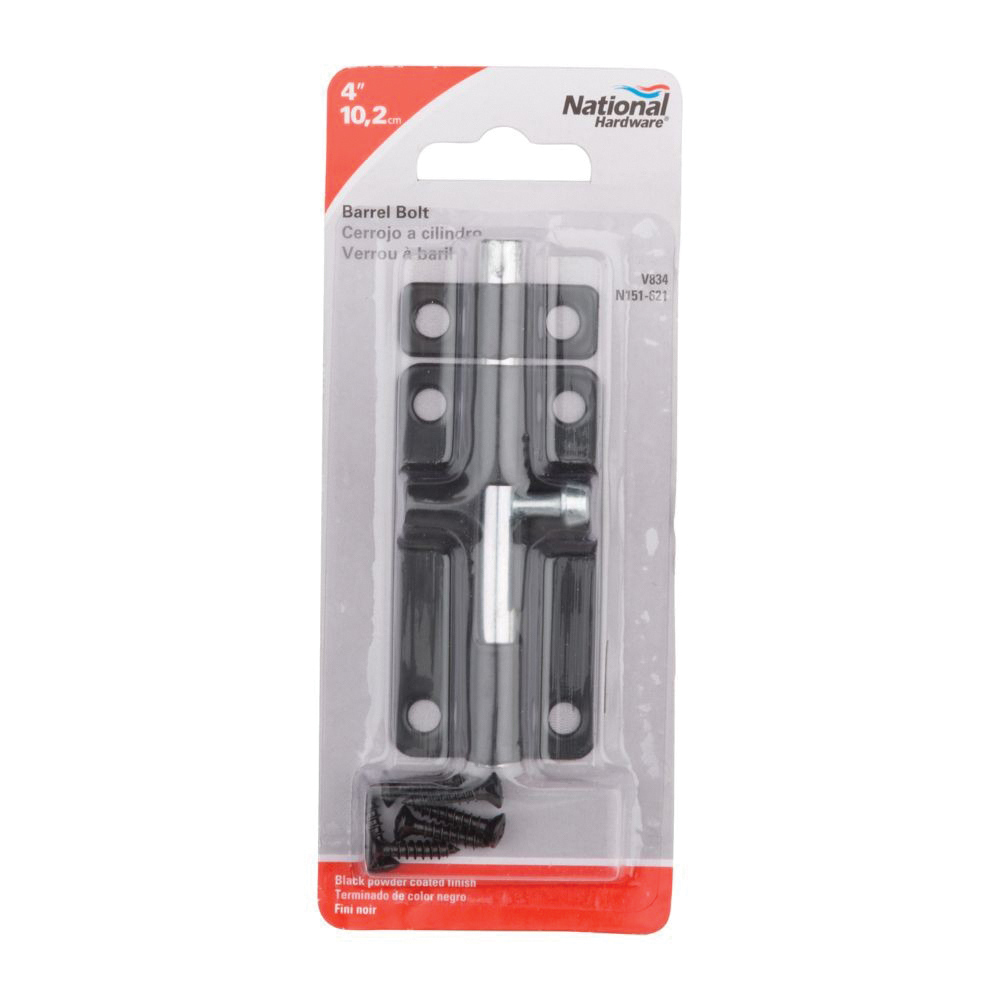 National Hardware N151-621 Barrel Bolt, 0.32 in Dia Bolt Head, 4 in L Bolt, Steel - 3
