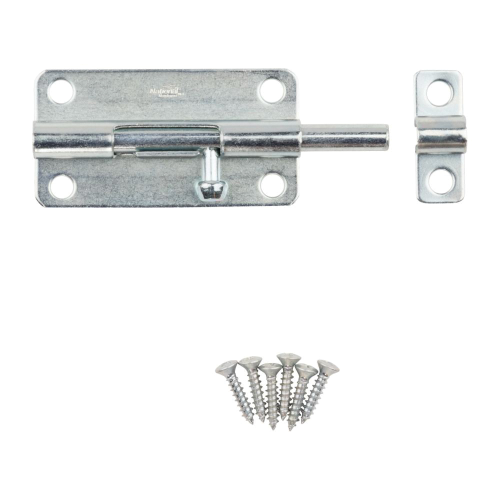 National Hardware N151-654 Barrel Bolt, 0.32 in Dia Bolt Head, 4 in L Bolt, Steel, Zinc - 2