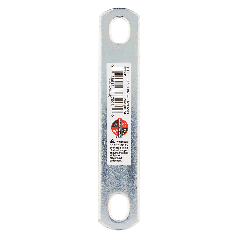 National Hardware 2191BC Series N222-349 U-Bolt Plate, 5.38 in L, 1.02 in W, 0.44 in Bolt Hole, 4 in Between Hole, Steel - 2