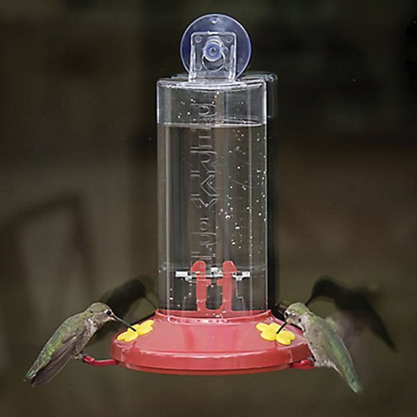 Perky-Pet 217 Bird Feeder, Window-Mount, 8 oz, 3-Port/Perch, Acrylic/Plastic, Clear/Red, 8.4 in H - 2