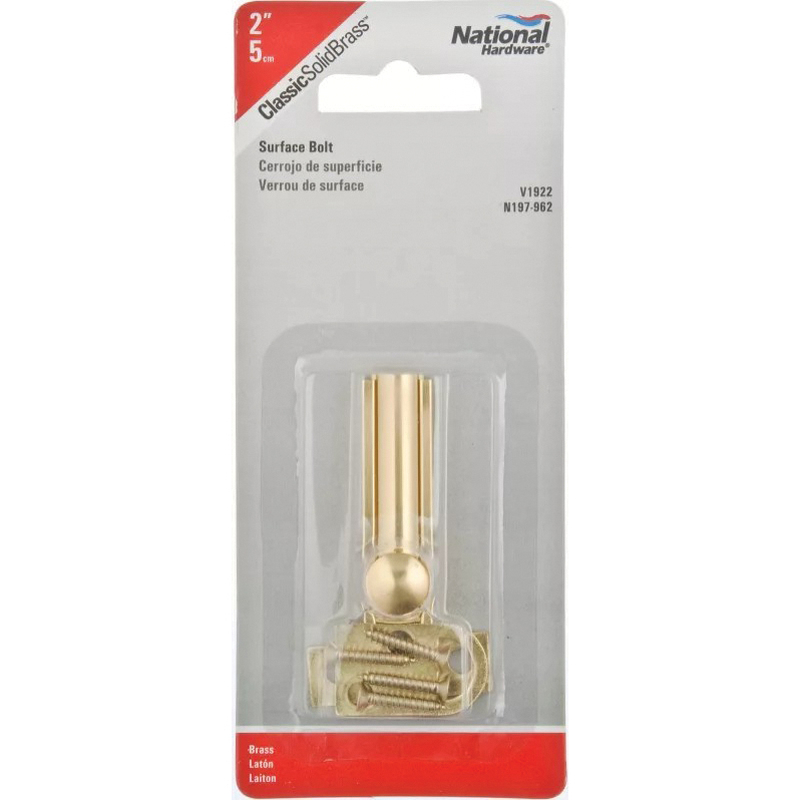 National Hardware V1922 Series N197-962 Flush Bolt, 2 in L, Solid Brass, 1/PK - 2