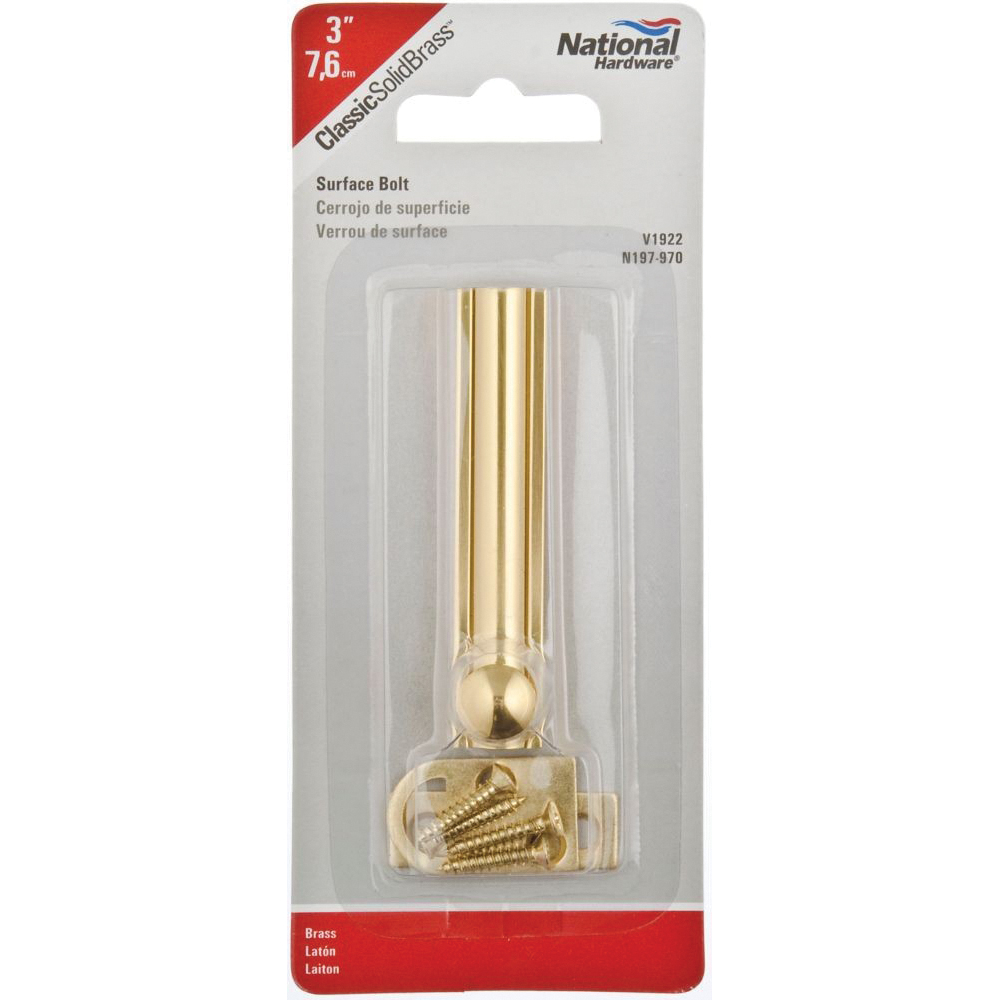 National Hardware V1922 Series N197-970 Flush Bolt, 3 in L, Solid Brass, 1/PK - 4