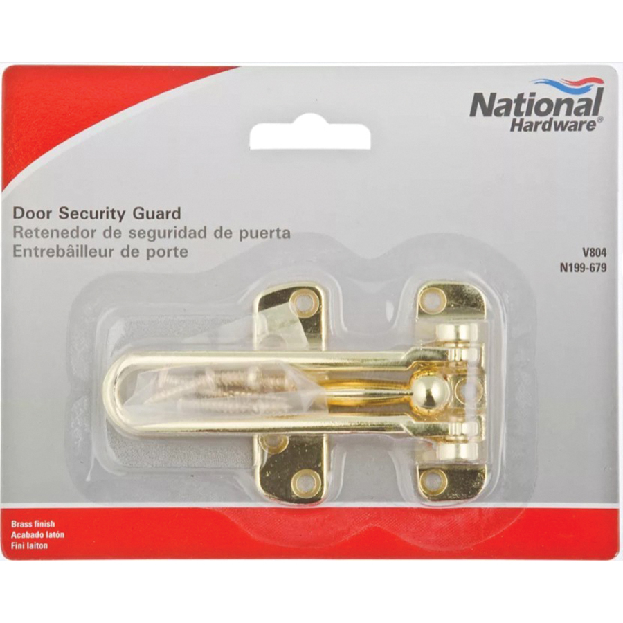 National Hardware V804 Series N199-679 Door Security Guard, 4-1/8 in L, 2-1/2 in W, 0.81 in H, Brass - 4