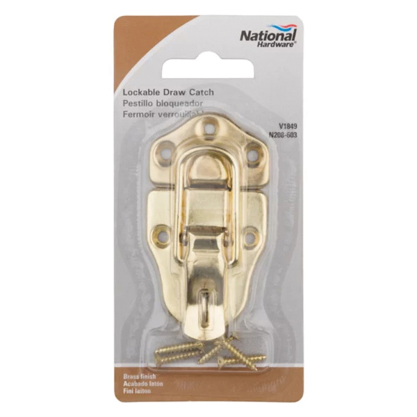 National Hardware V1849 Series N208-603 Draw Catch, Steel, Brass - 2