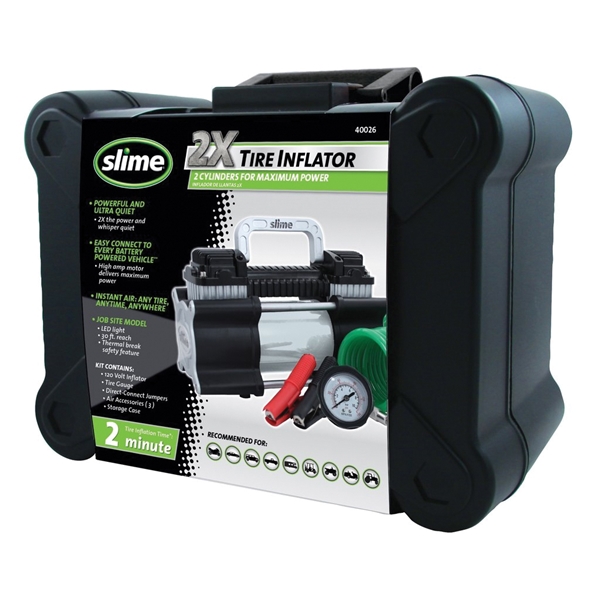 Slime 2X 40026 Tire Inflator, 12 V, 0 to 150 psi Pressure, Dial Gauge - 2