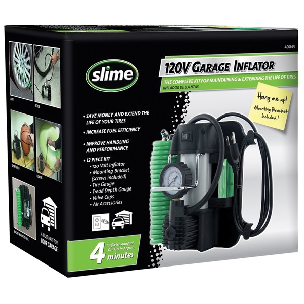 Slime 40045 Garage Tire Inflator, 120 V, 0 to 150 psi Pressure, Dial - 3