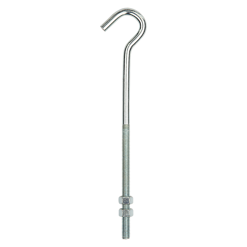 National Hardware 2162BC Series N221-705 Hook Bolt, 3/8-16 Thread, 5 in L Thread, 10 in L, Steel, Zinc-Plated - 4