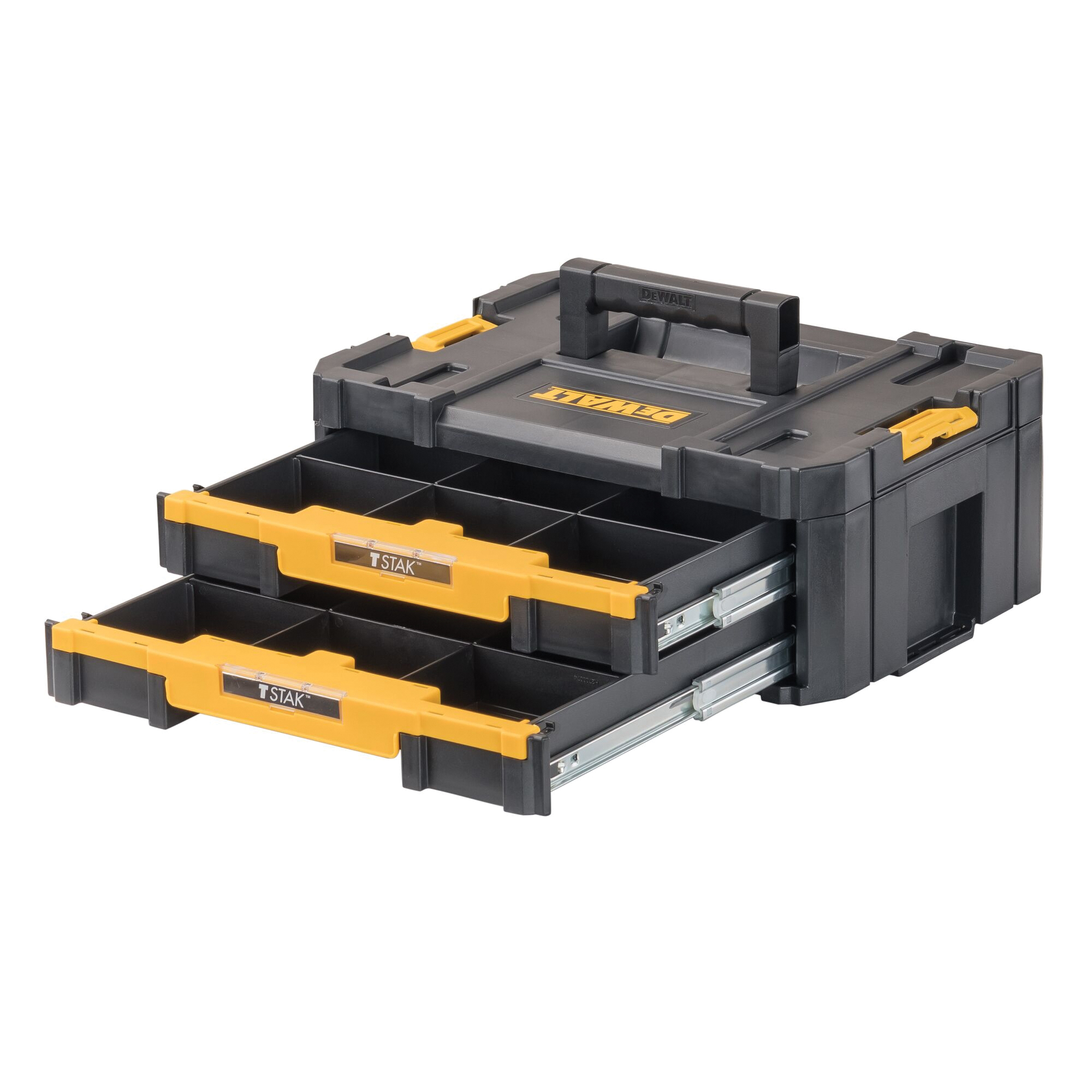 DEWALT TSTAK IV Series DWST17804 Double Shallow Drawer, 16.5 lb, Plastic, Black/Gold/Yellow, 2-Drawer, 2-Compartment - 2