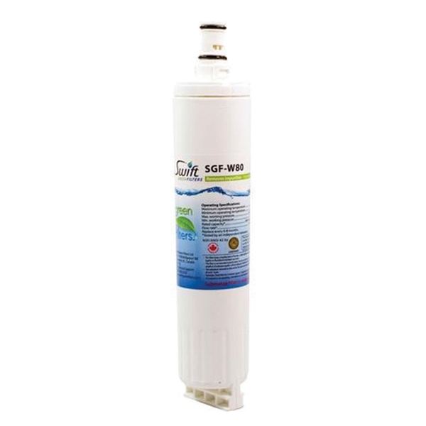 Swift Green Filters SGF-W80 Refrigerator Water Filter, 0.5 gpm, 0.5 um Filter, Coconut Shell Carbon Block Filter Media - 3