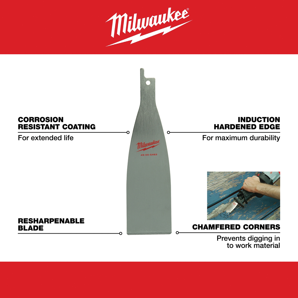 Milwaukee 49-00-5463 Scraper Blade, 5-1/2 in L, 1-1/2 in W, Steel - 2