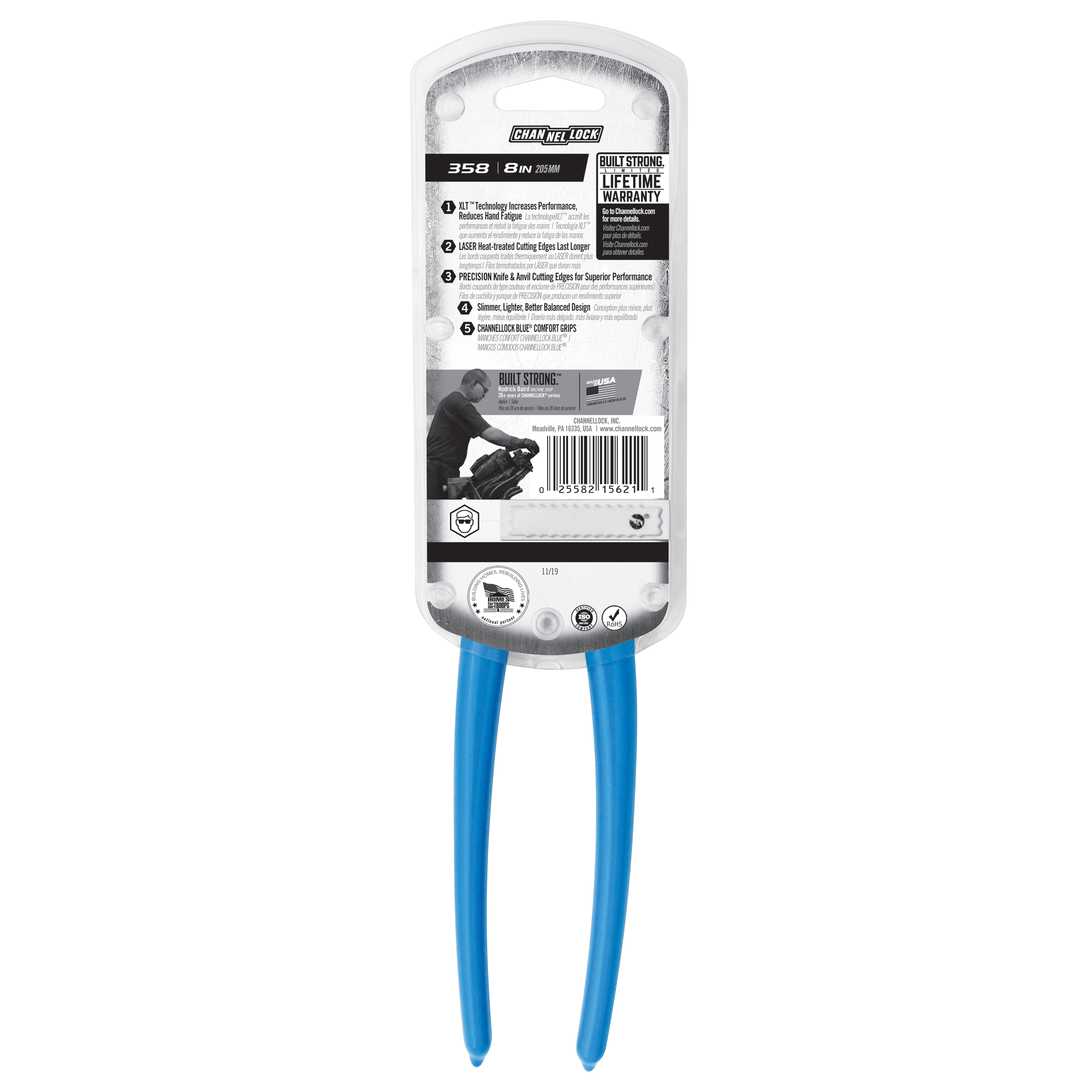 Channellock XLT 358 End Cutting Pliers, Steel Jaw, 8 in OAL - 3
