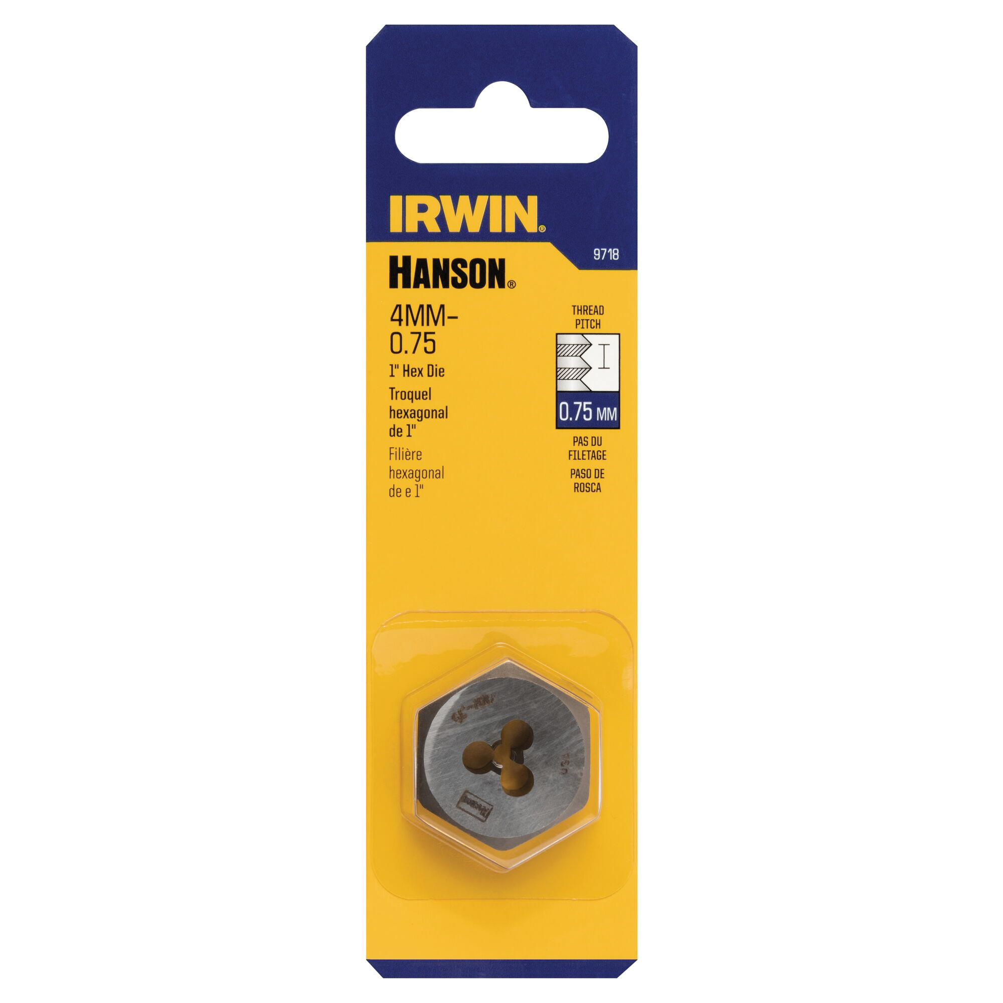 Irwin Hanson 9718 Metric Die, M4-0.75 Thread, Fine Thread, Right Hand Thread, HCS - 4