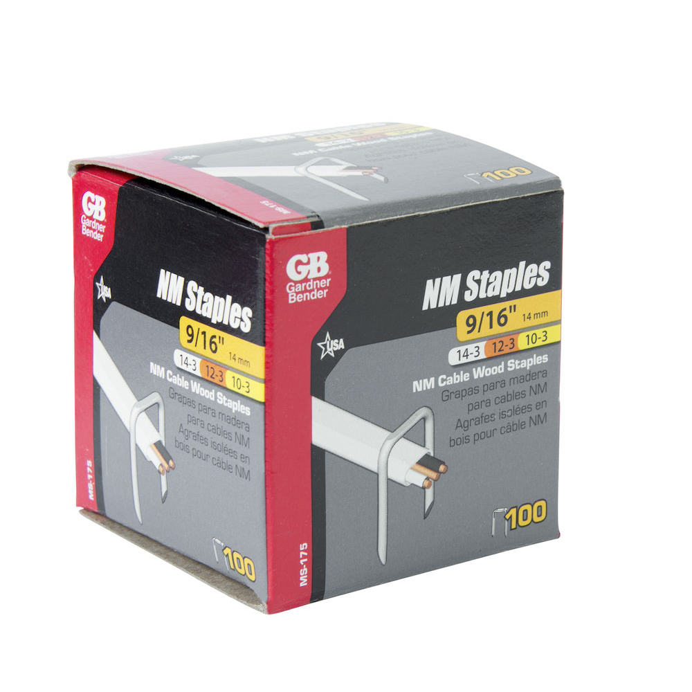 Gardner Bender MS-175 Cable Staple, 9/16 in W Crown, 1-1/4 in L Leg, Metal, Graphite, 100 BX - 2
