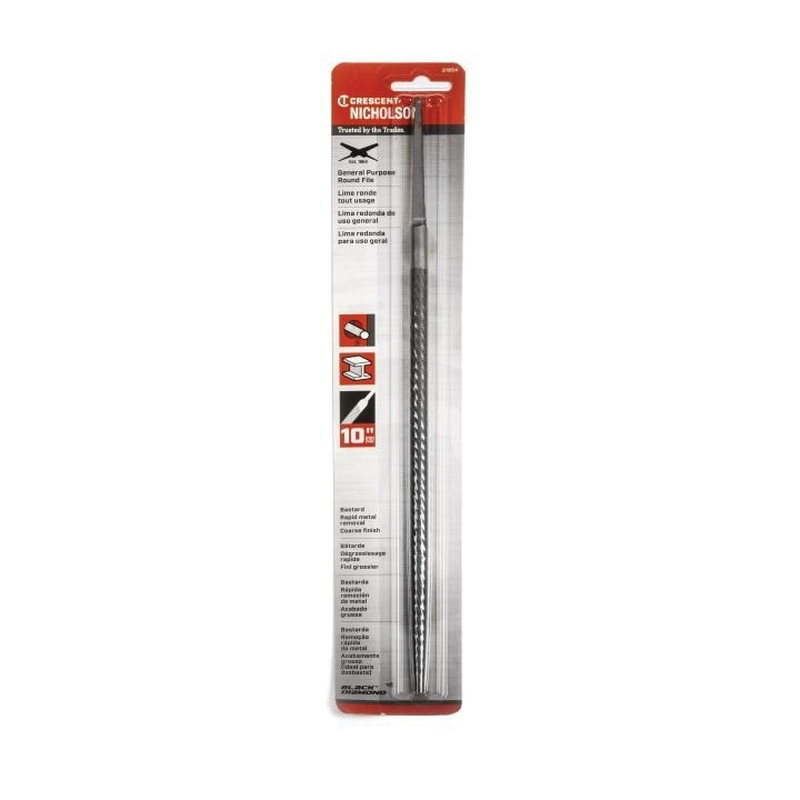 Crescent Nicholson 21854 Hand File, 10 in L Blade, 3/8 in W Blade, Tang Handle - 2