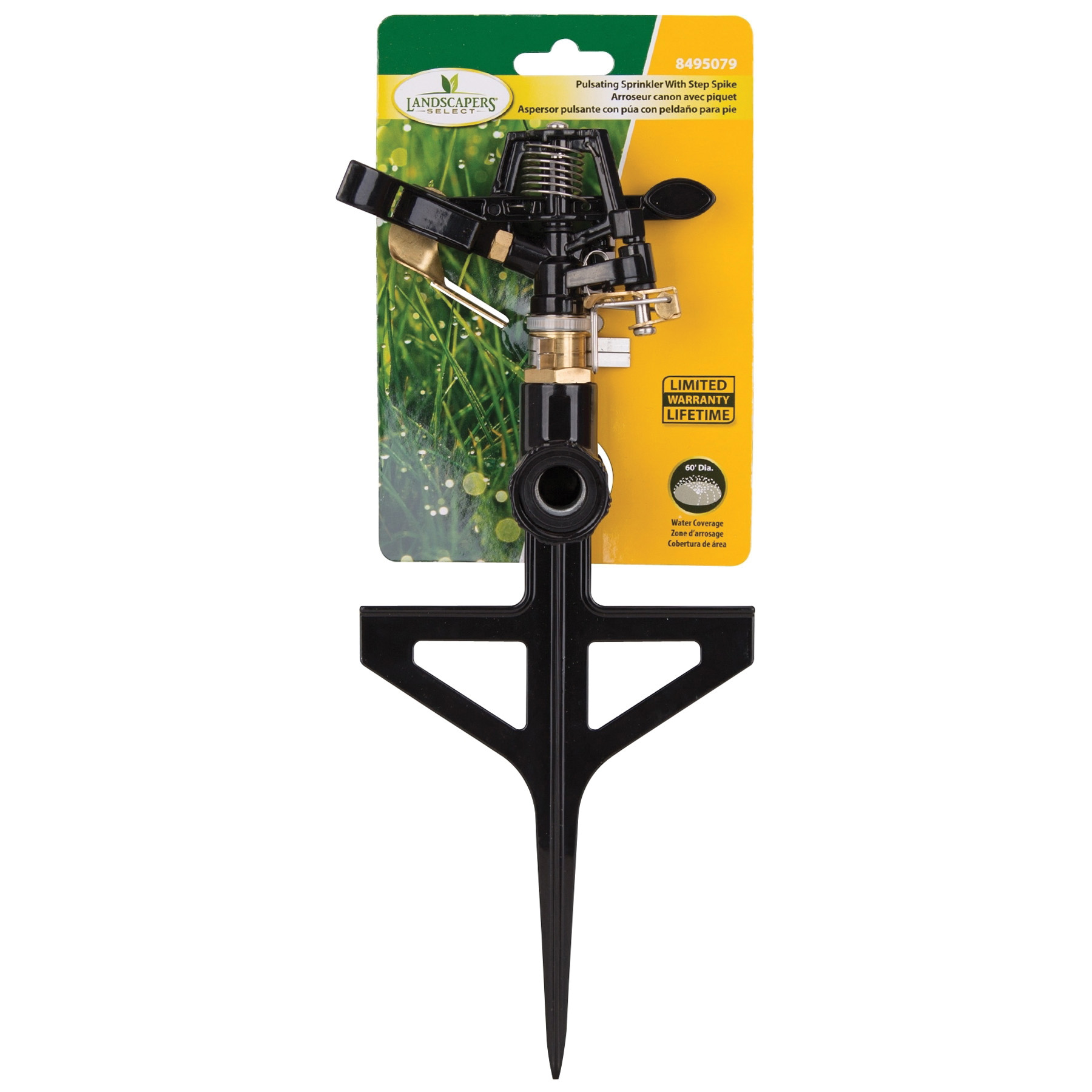 Landscapers Select GS8170 Sprinkler with Step Spike, Female, Round, Zinc - 2