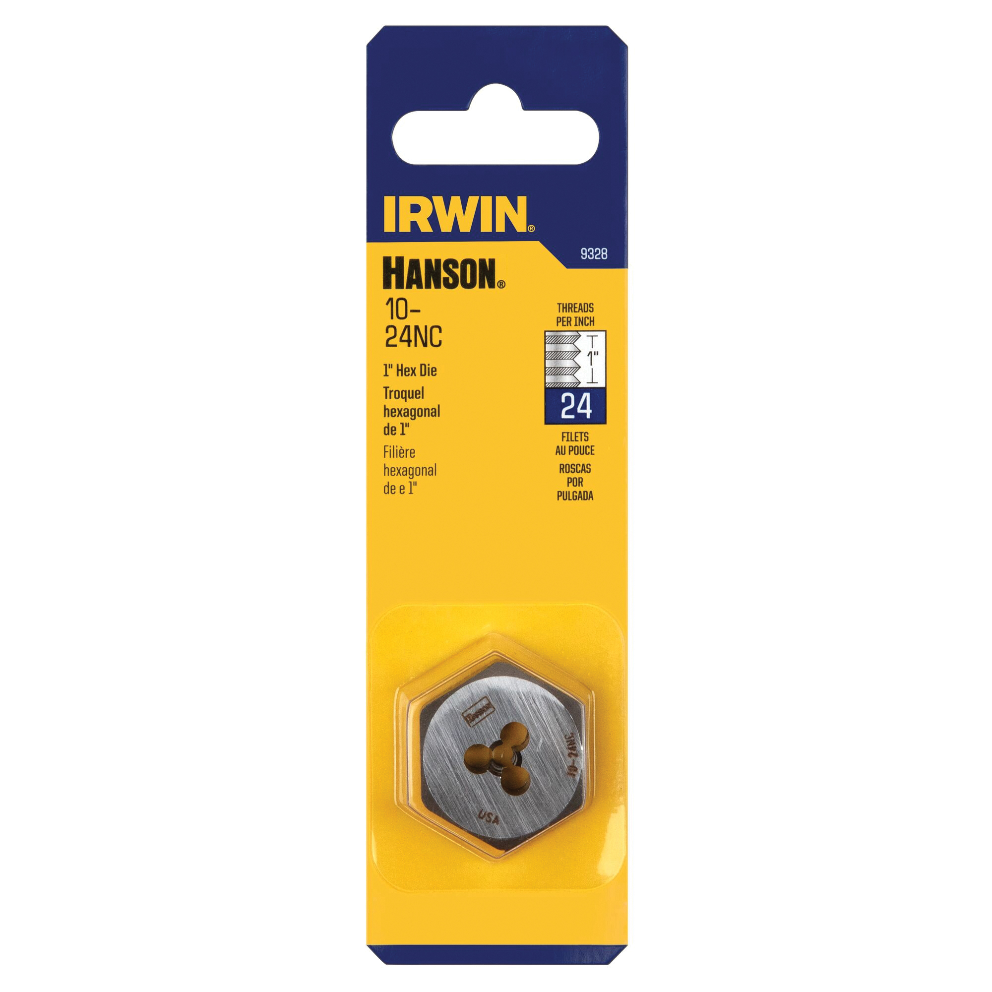 Irwin Hanson 9328 Machine Screw Die, #10-24 Thread, UNC Thread, Right Hand Thread, HCS - 3
