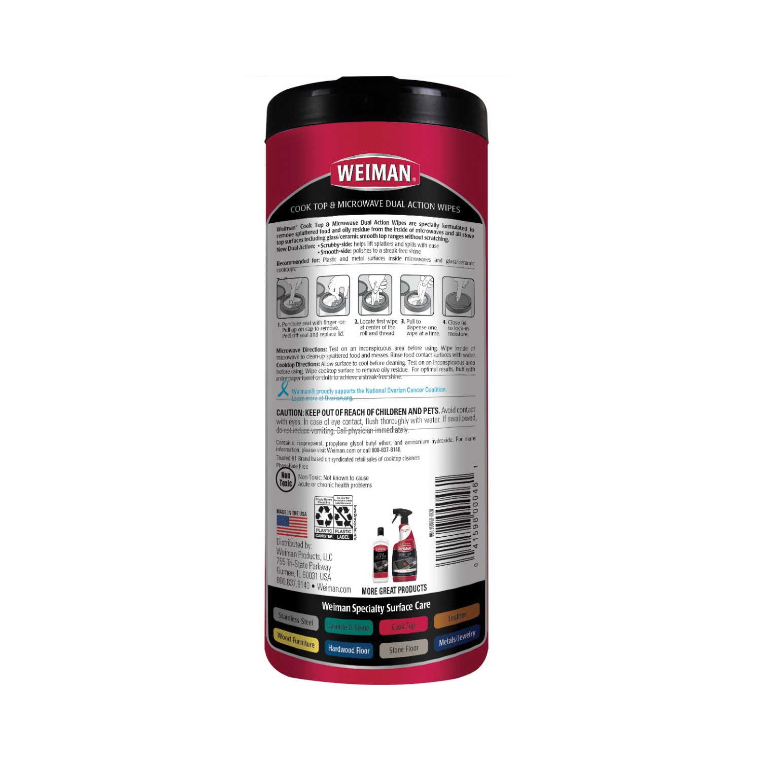 Weiman 90 Cook Top and Microwave Wipes, 7 in L, 8 in W - 2