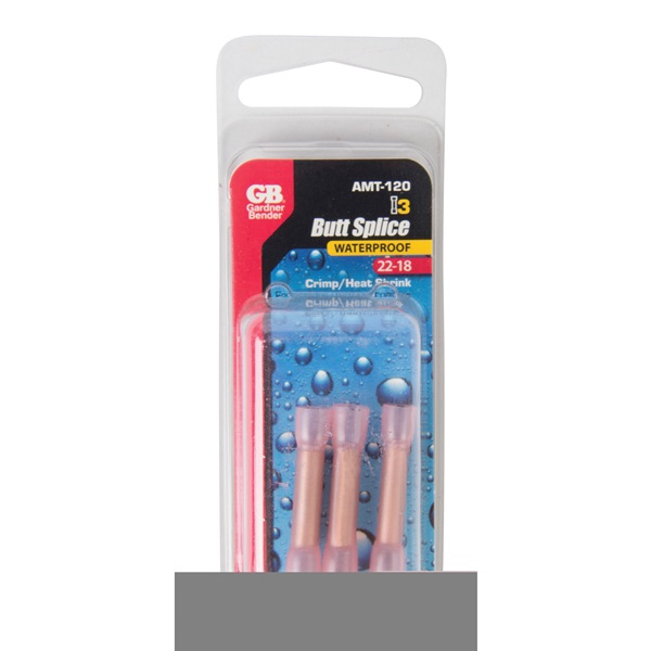 Gardner Bender Xtreme AMT-120 Insulated Butt Splice Connector, 600 V, 22 to 16 AWG Wire, Gray - 4