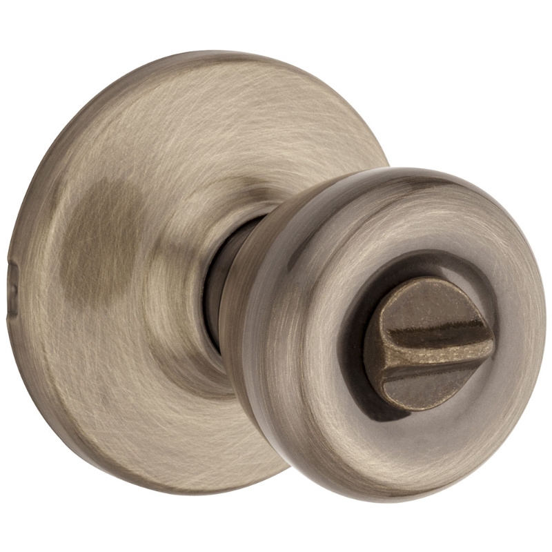 Kwikset 300T 5 CP RCL RCS Privacy Lockset, Antique Brass, Reversible Hand, For: Bedroom and Bathroom Doors - 2