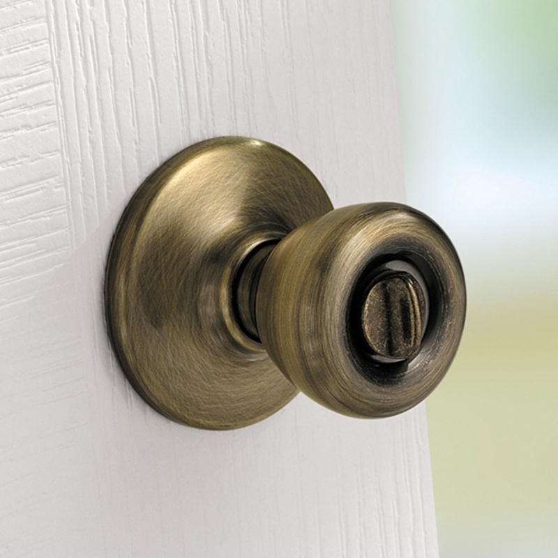 Kwikset 300T 5 CP RCL RCS Privacy Lockset, Antique Brass, Reversible Hand, For: Bedroom and Bathroom Doors - 3