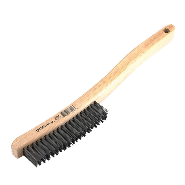 Forney 70504 Scratch Brush, Carbon Steel Bristle, 0.014 in L Trim, Wood Handle, Curved Handle - 3