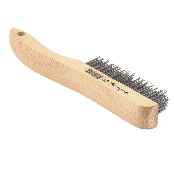 Forney 70505 Scratch Brush, Carbon Steel Bristle, 0.014 in L Trim, Wood Handle, Shoe Handle - 1
