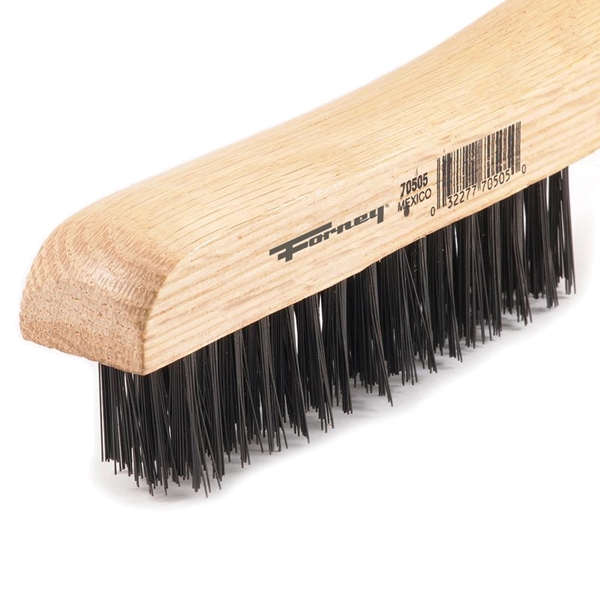 Forney 70505 Scratch Brush, Carbon Steel Bristle, 0.014 in L Trim, Wood Handle, Shoe Handle - 2