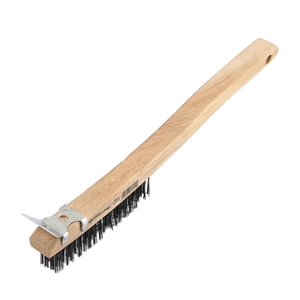 Forney 70511 Scratch Brush with Scraper, Carbon Steel Bristle, 0.014 in L Trim, Wood Handle, Shoe Handle - 3